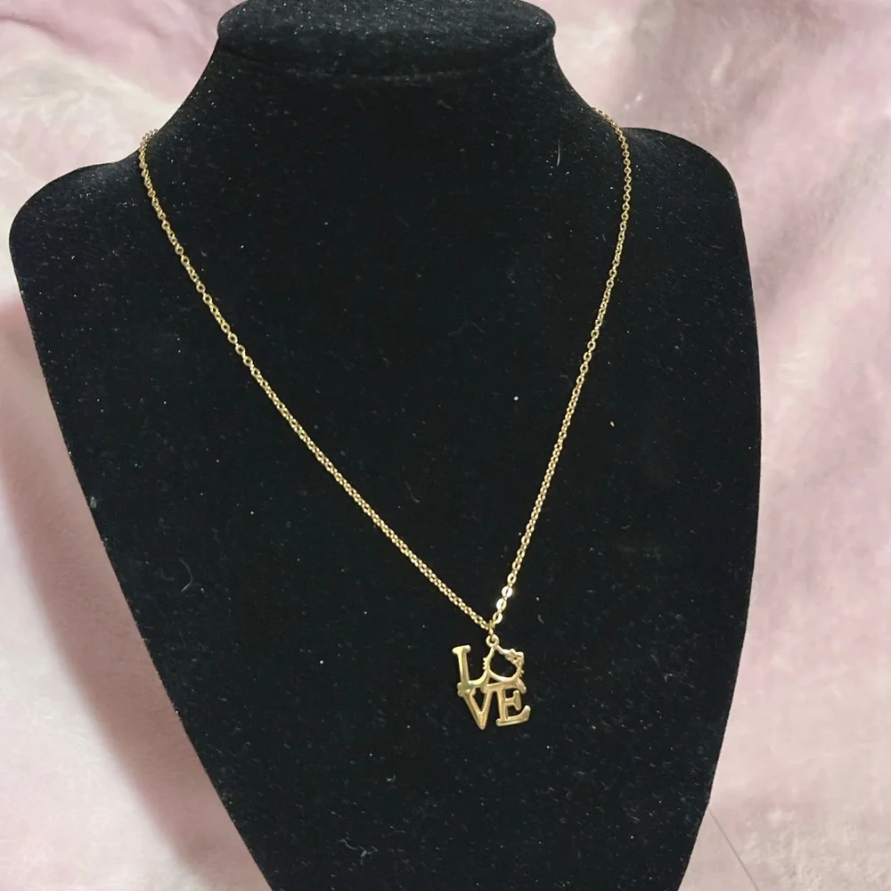 Hello Kitty “Love” Gold Stainless Steel Necklace - Picture 5 of 6